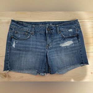 American Eagle Light and Dark Blue Two-Tone Denim Shorts